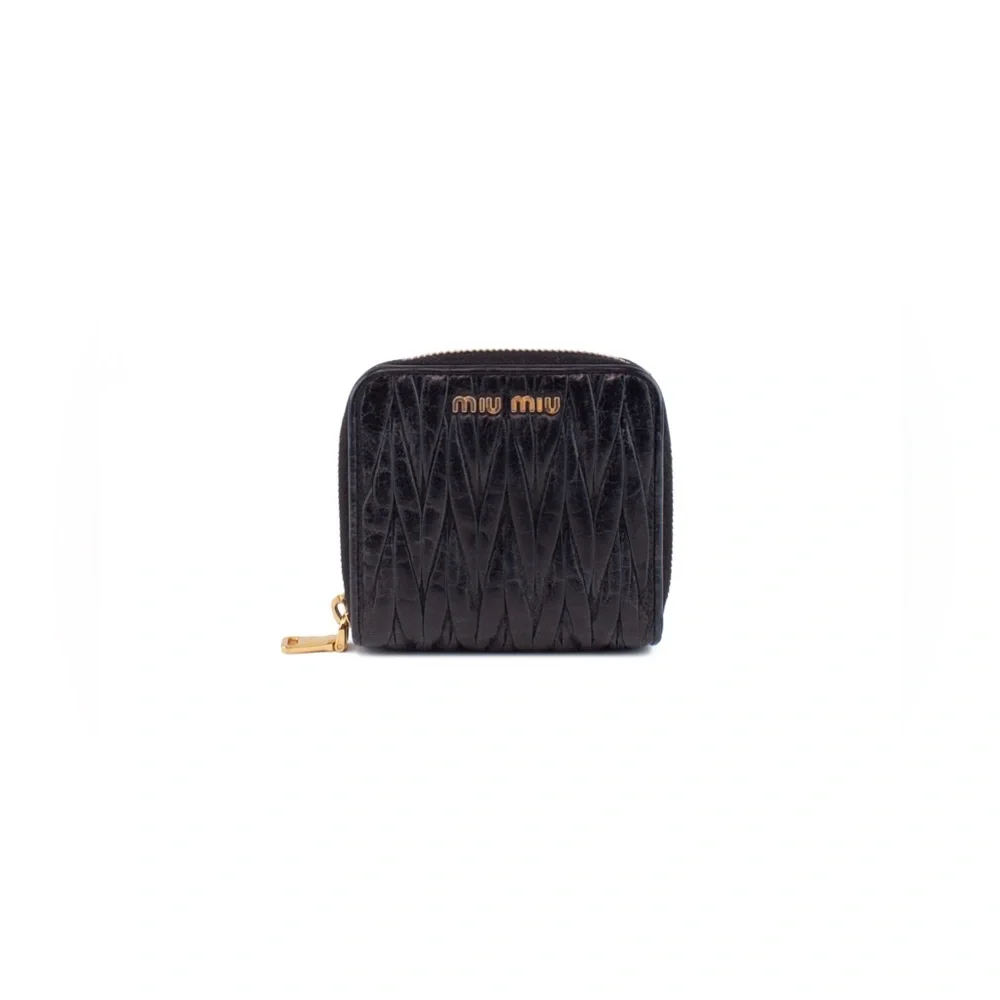 Miu Miu Black Leather Matelasse coin purse